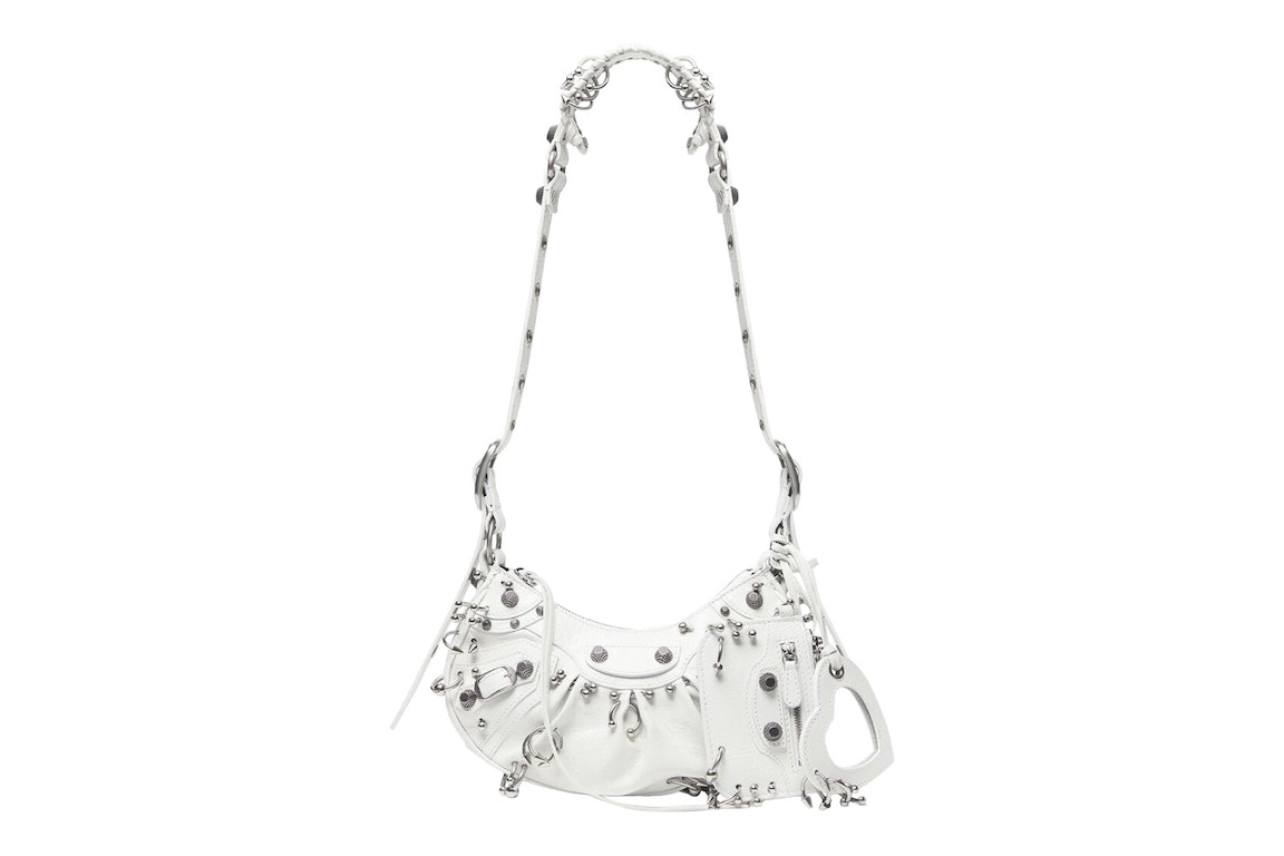 Pre-owned Balenciaga Le Cagole Xs Shoulder Bag With Piercing White Arena