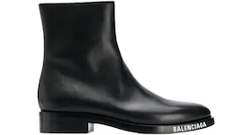 Balenciaga Leather Ankle Boot Black White Logo