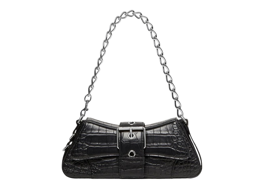 Pre-owned Balenciaga Lindsay Shoulder Bag Small Crocodile Embossed Black