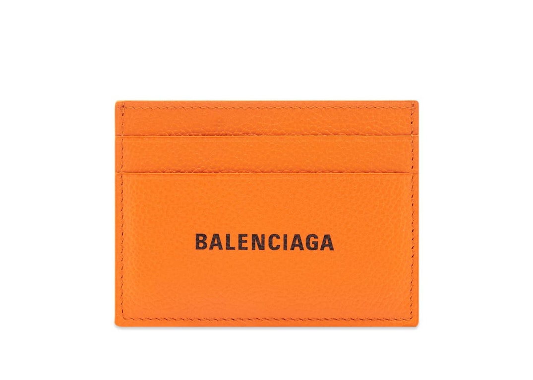 Pre-owned Balenciaga Logo (4 Card Slots 1 Bill Compartment) Card Holder Pop Orange/black