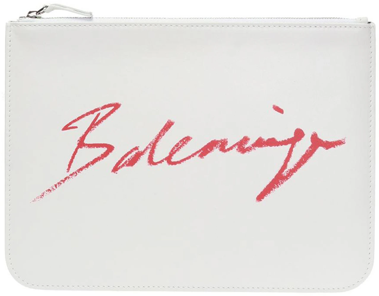 dreng landing Grusom Balenciaga Logo Clutch White in Leather with Silver-tone - JP