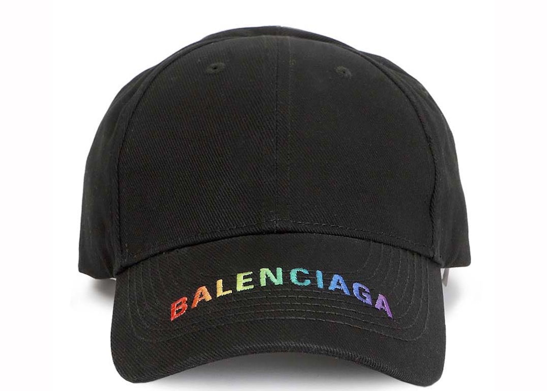 Pre-owned Balenciaga Logo Embroidered Cap Black/multi