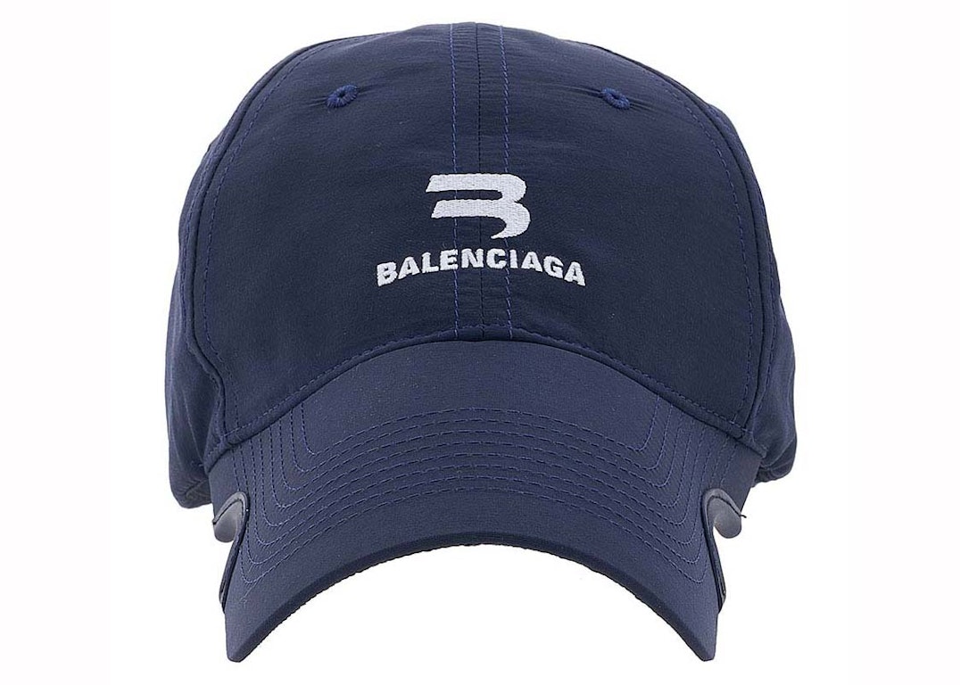 Pre-owned Balenciaga Logo Embroidered Cap Blue