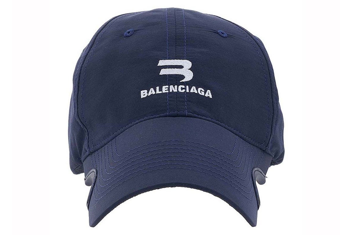 Pre-owned Balenciaga Logo Embroidered Cap Blue