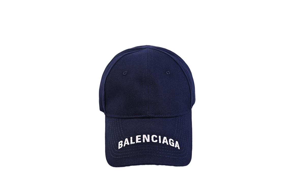 Pre-owned Balenciaga Logo-embroidered Cap Navy