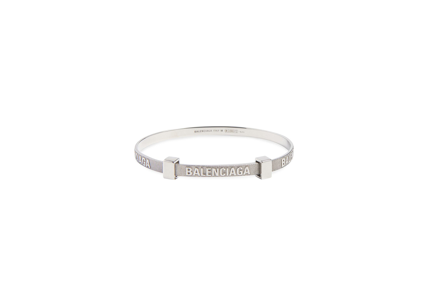 Balenciaga Logo Hoop Bracelet Silver
