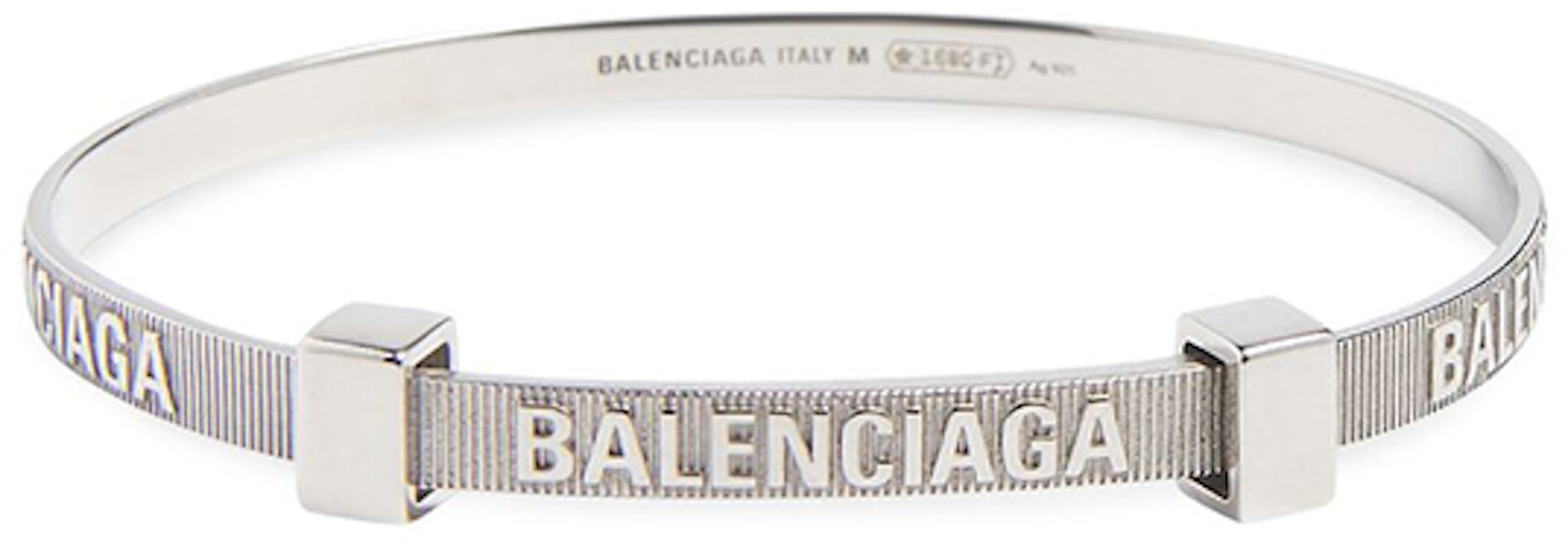 chef beskyttelse Mockingbird Balenciaga Logo Hoop Bracelet Silver in Sterling Silver with Silver-tone -  US