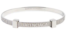 Balenciaga Logo Hoop Bracelet Silver