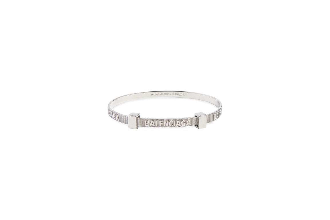 Pre-owned Balenciaga Logo Hoop Bracelet Silver