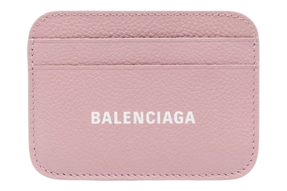 Pre-owned Balenciaga Logo Print (4 Card Slots 1 Slip Pocket) Cash Card Holder Pink/white