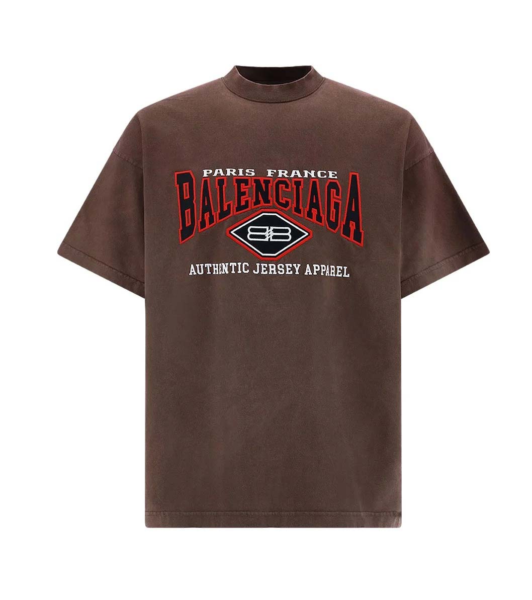 Balenciaga Logo Print T-shirt Brown Men's - US