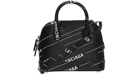 Balenciaga Logo Print Ville Shoulder Bag XXS Black
