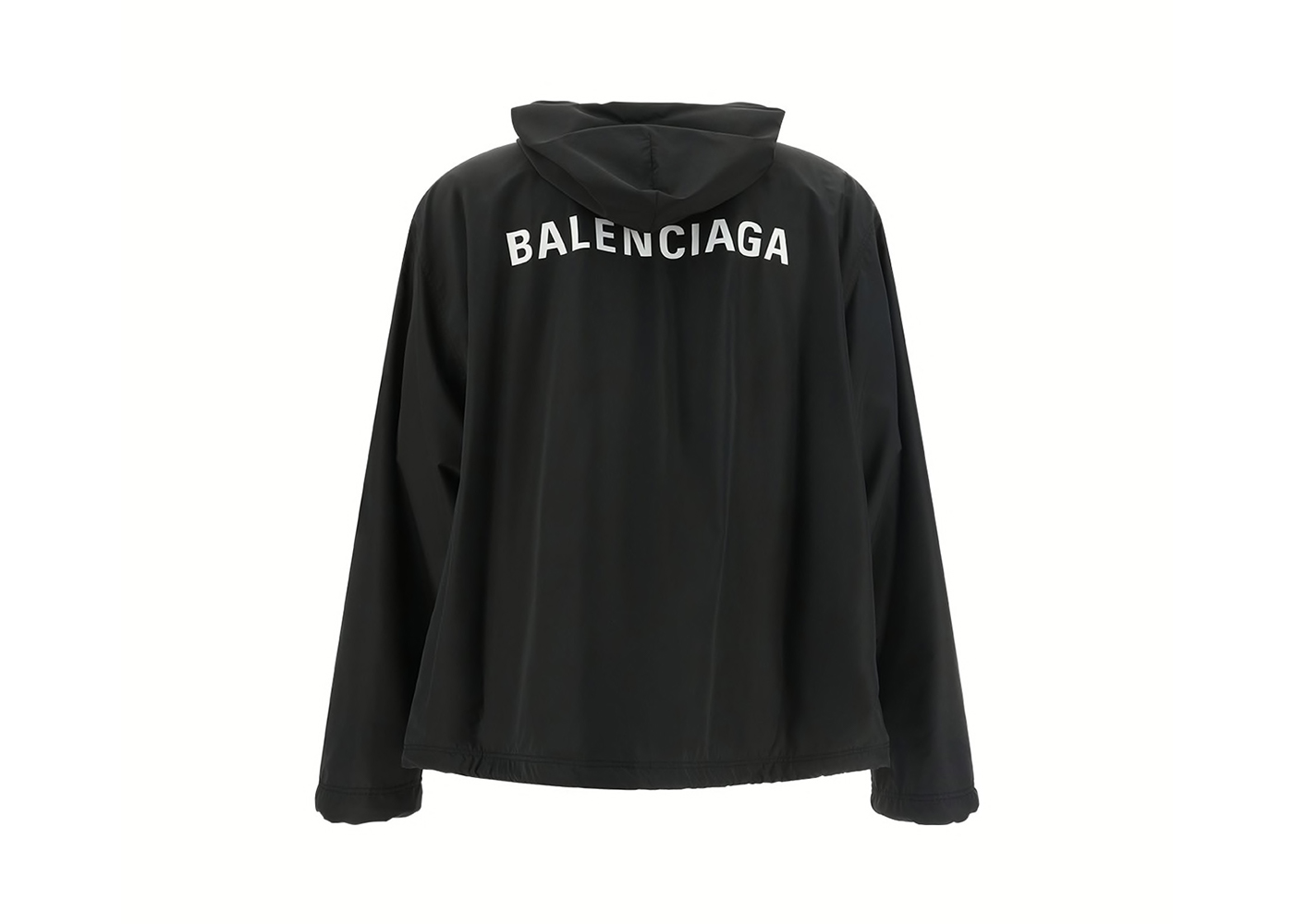 Balenciaga Logo Printed Nylon Oversized Jacket Black