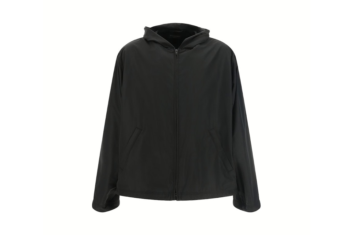 Pre-owned Balenciaga Logo Printed Nylon Oversized Jacket Black