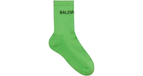 Balenciaga Logo Socks Neon Green/Black