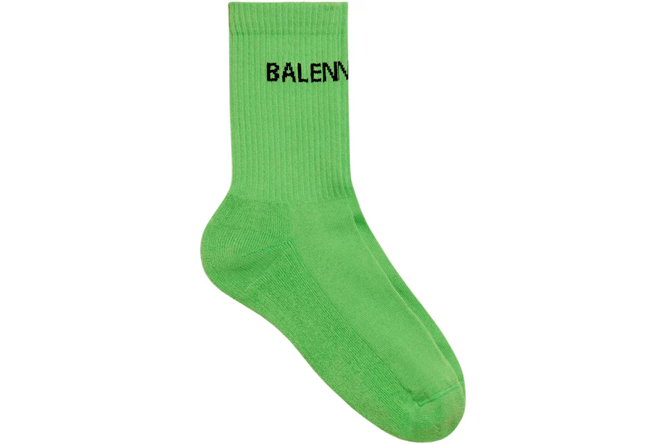 Balenciaga Logo Socks Neon Green/Black