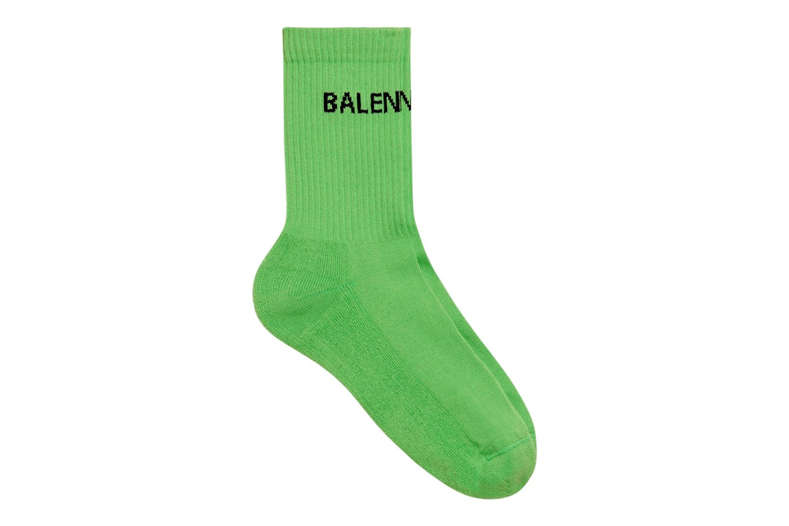 Pre-owned Balenciaga Logo Socks Neon Green/black
