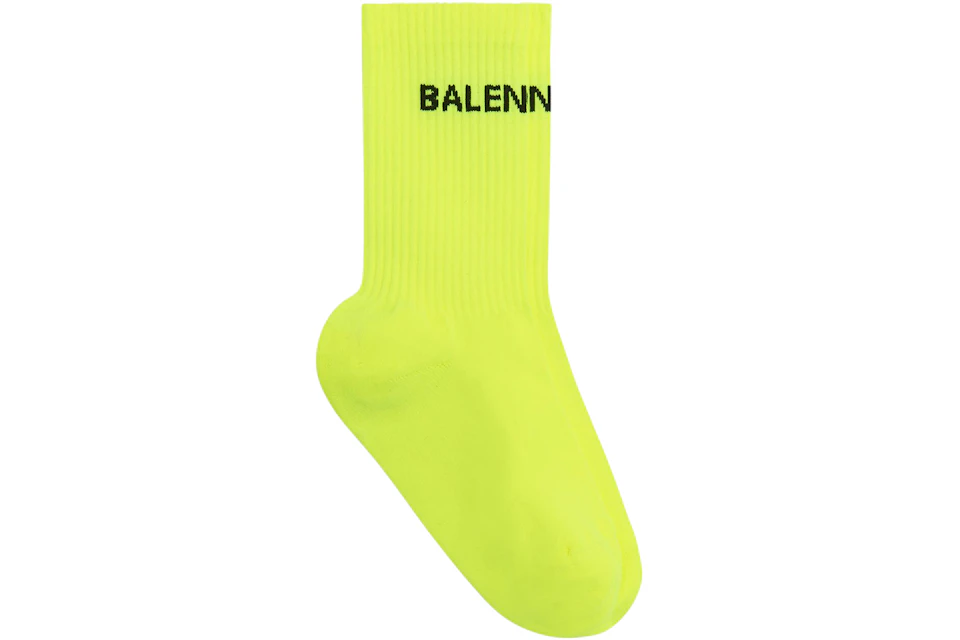 Balenciaga Logo Socks Neon Yellow/Black
