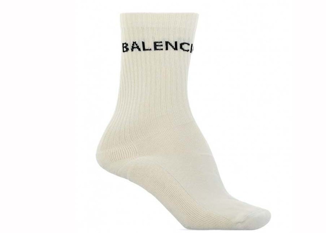 Pre-owned Balenciaga Logo Tennis Socks Cream