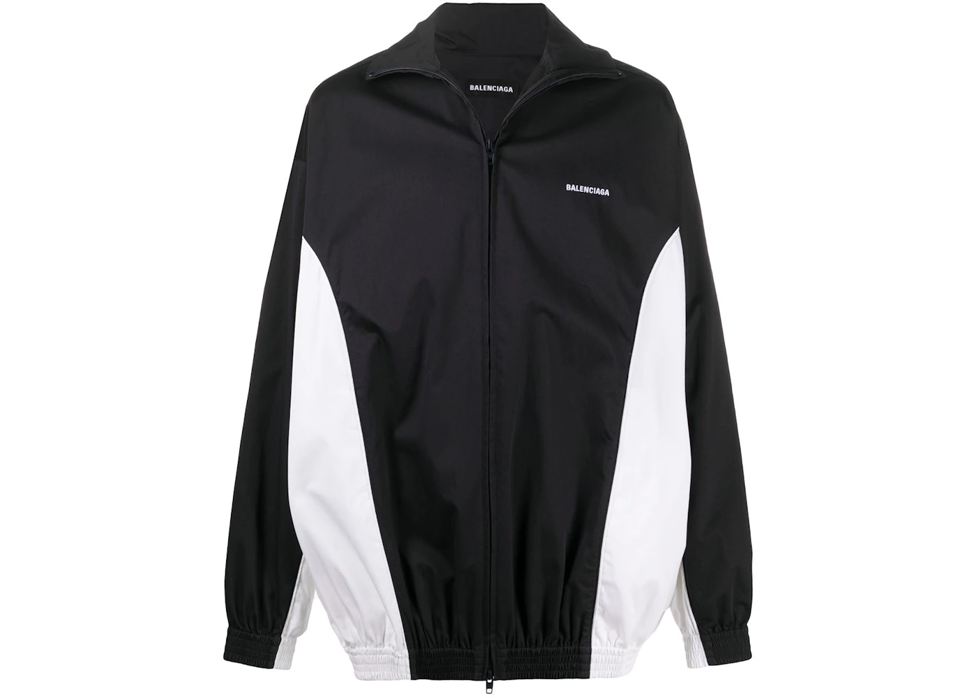 Balenciaga Logo Zip Up Windbreaker Jacket Black/White Men's US