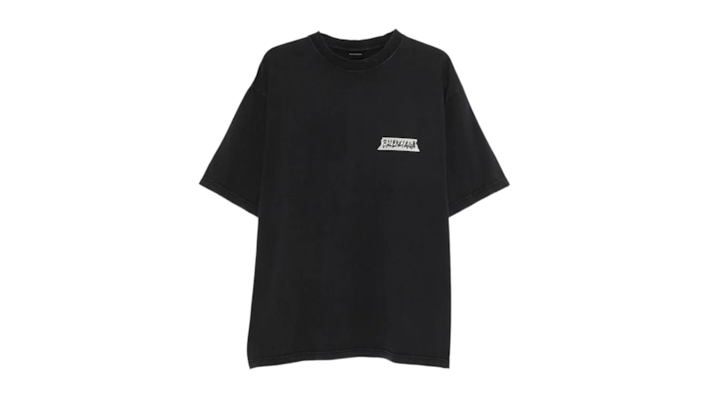 Balenciaga Medium Fit Crewneck T-shirt Faded Washed Black Men's
