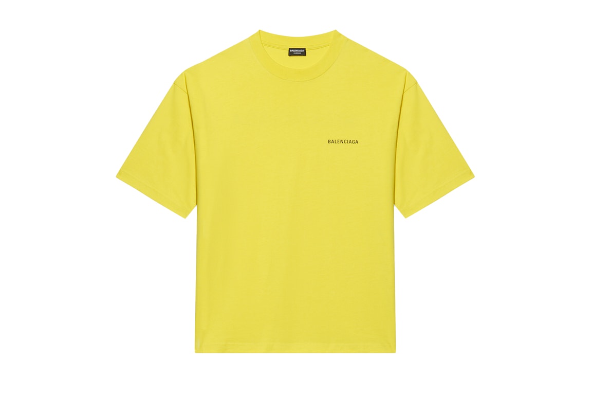 Pre-owned Balenciaga Medium Fit Vintage Logo Print T-shirt Yellow