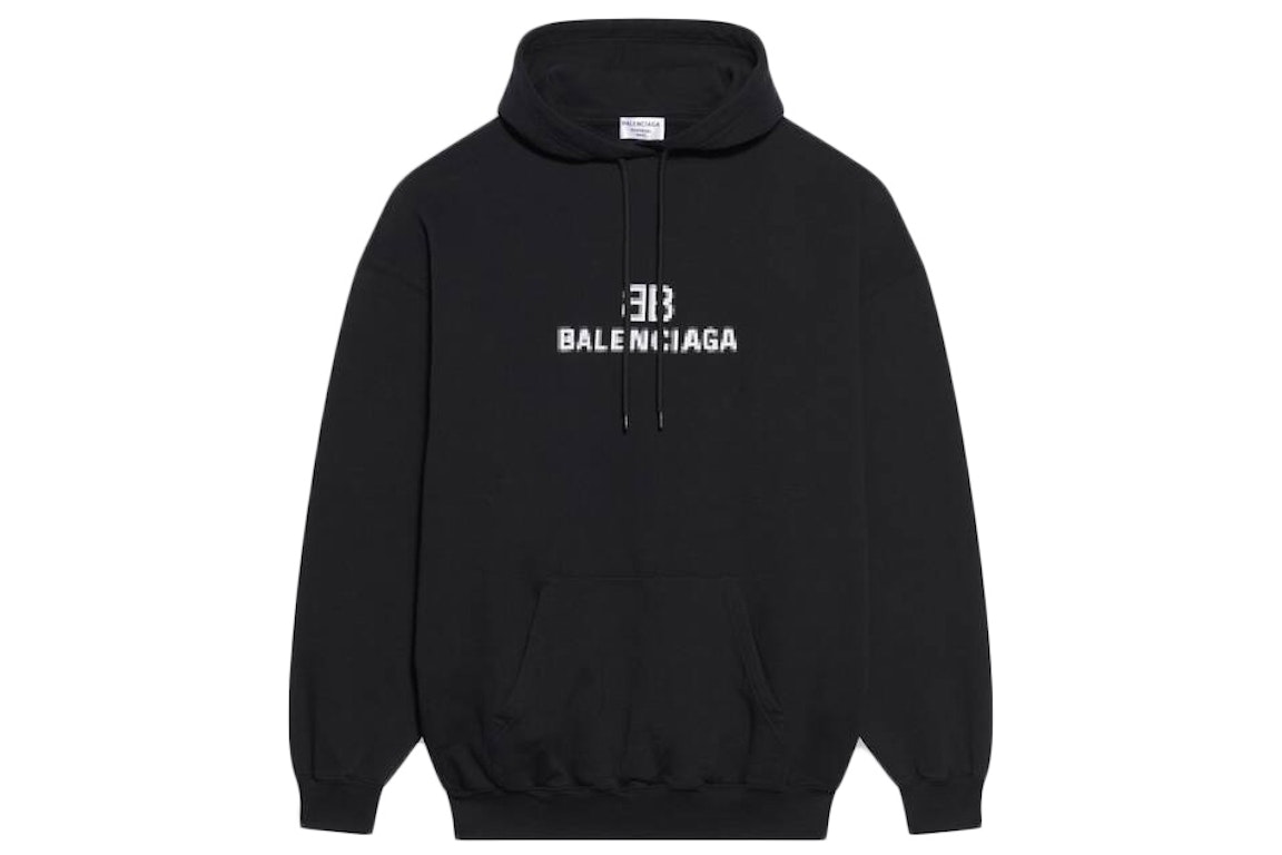 Pre-owned Balenciaga Mens Bb Pixel Medium Fit Hoodie Black