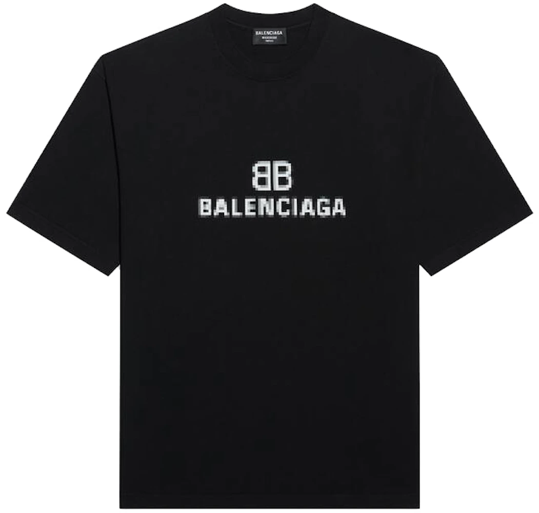 Balenciaga Mens BB Pixel Medium Fit T-shirt Black Men's - SS21 - US