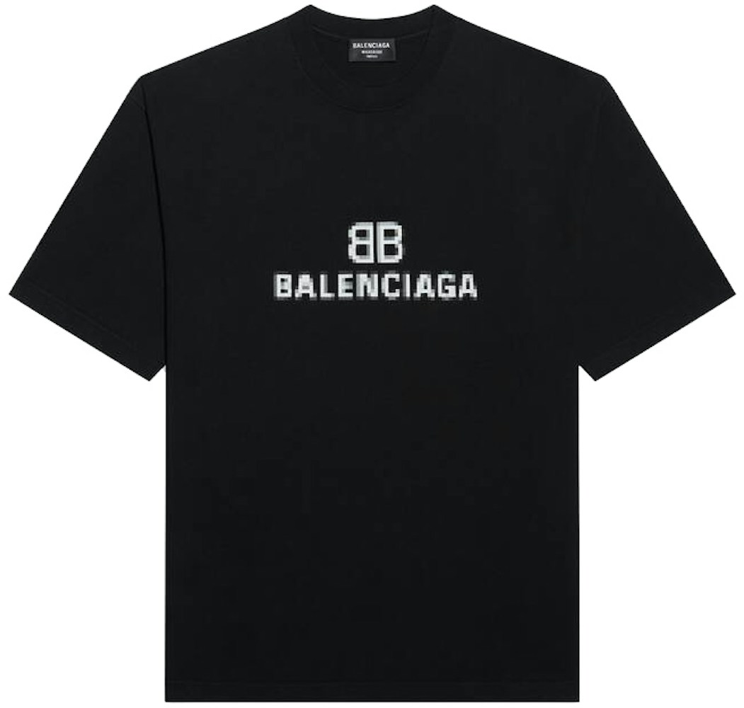Kollektive Tilfredsstille Ud Balenciaga Mens BB Pixel Medium Fit T-shirt Black - SS21