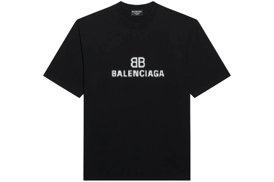 Balenciaga Mens BB Pixel Medium Fit T-shirt Black