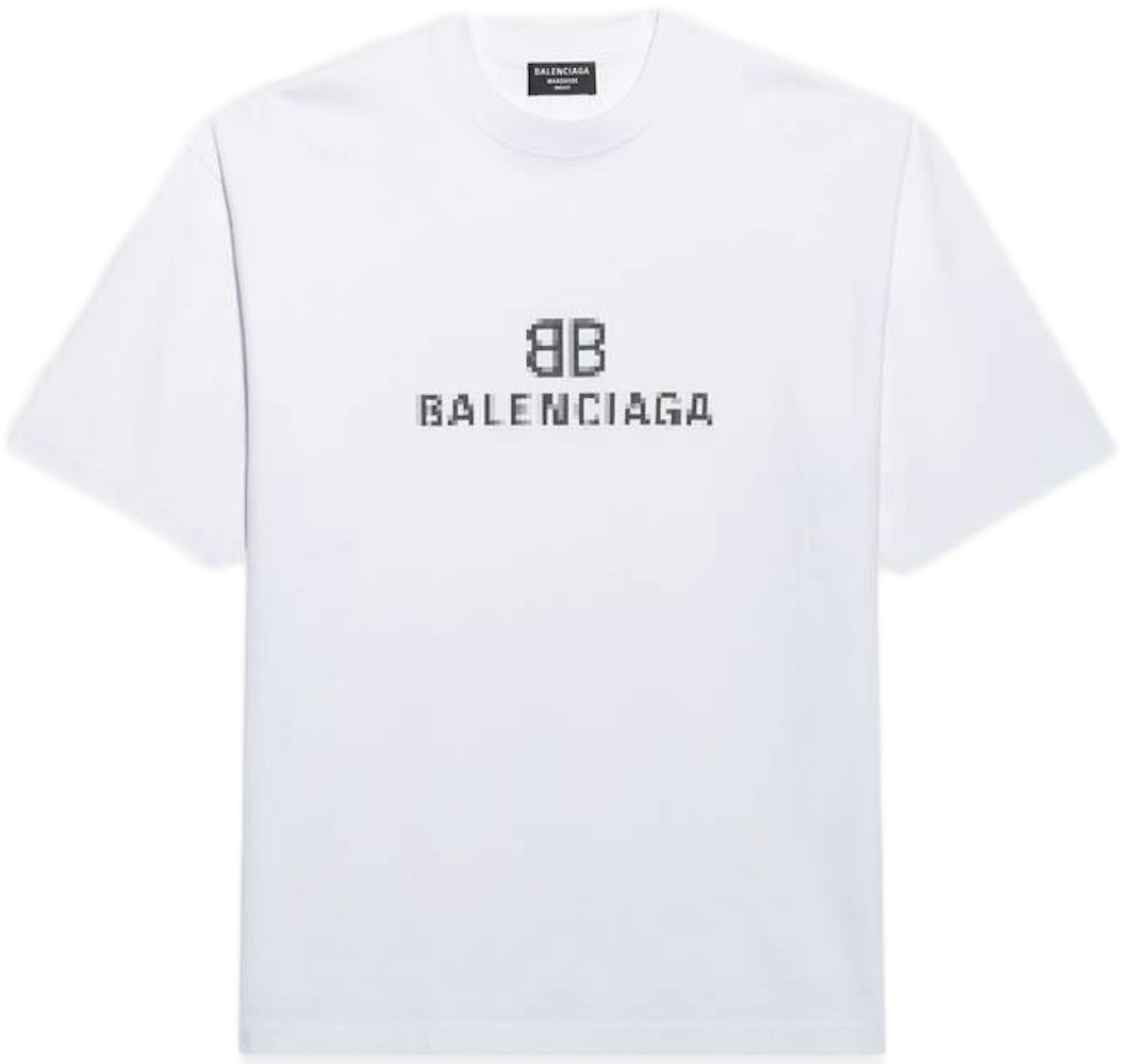 meteor Kommentér Sprede Balenciaga Mens BB Pixel Medium Fit T-shirt White - SS21