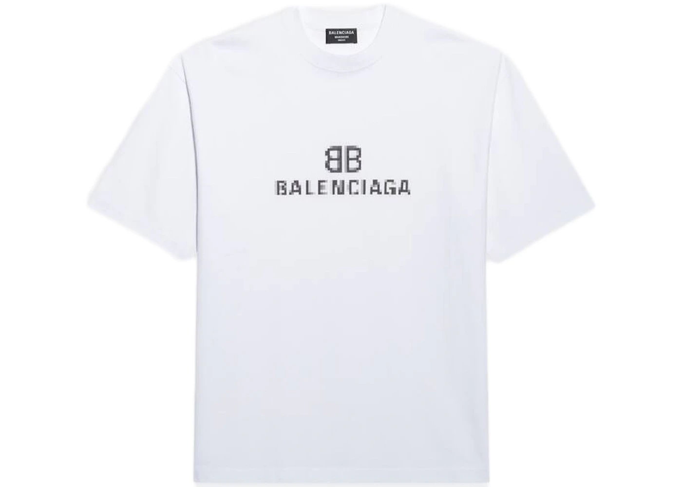 Balenciaga Mens BB Pixel Medium Fit T-shirt White Men's - SS21 - US