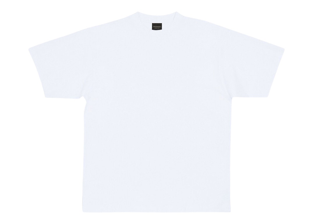 Pre-owned Balenciaga Men's Care Label Medium Fit T-shirt White/black
