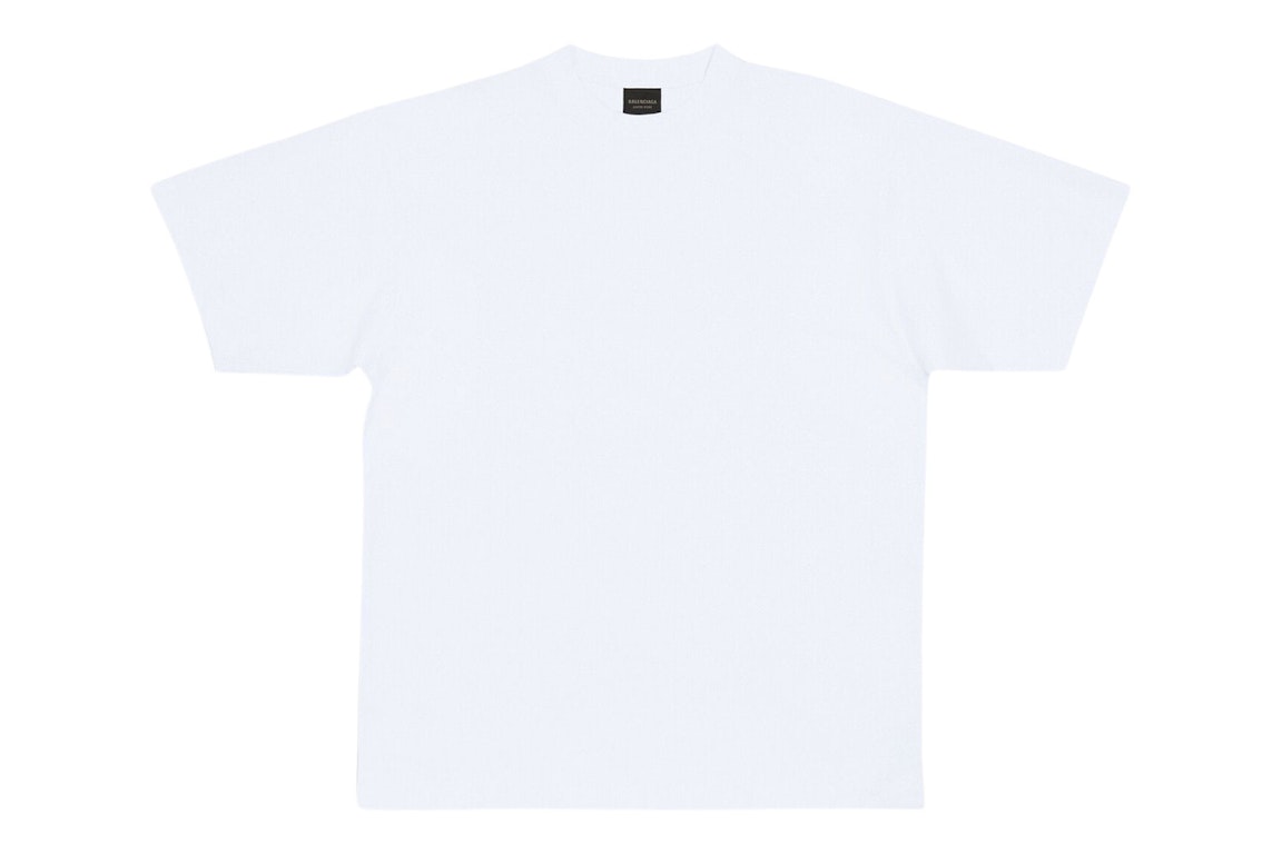 Pre-owned Balenciaga Men's Care Label Medium Fit T-shirt White/black