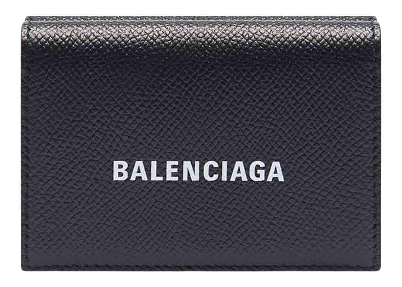 Balenciaga Men's Cash Wallet Mini Black/White in Grained Calfskin Leather  with Silver-tone - US