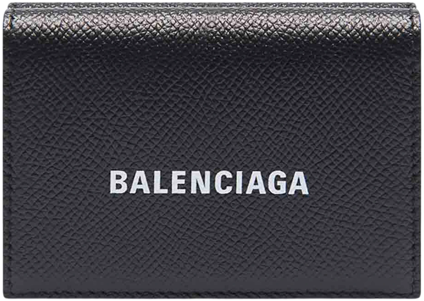 Balenciaga Men's Cash Wallet Mini Black/White in Calfskin Leather with Silver-tone - US