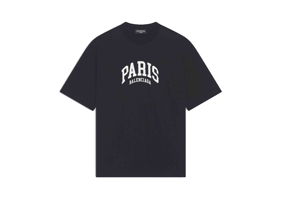 Pre-owned Balenciaga Mens Cities Paris Medium Fit T-shirt Black