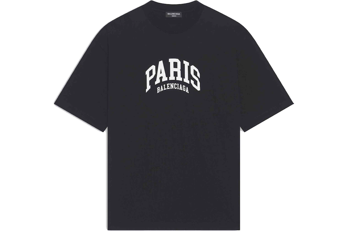 Balenciaga Mens Cities Paris Medium Fit T-shirt Black