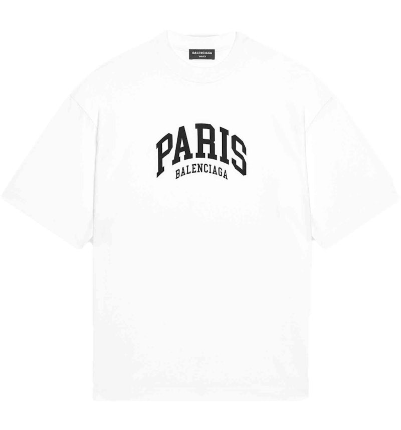 Balenciaga Mens Cities Paris Medium Fit T-shirt White Men's US