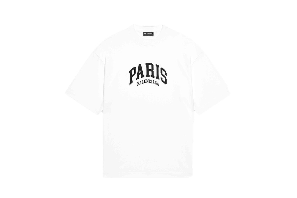 Pre-owned Balenciaga Mens Cities Paris Medium Fit T-shirt White