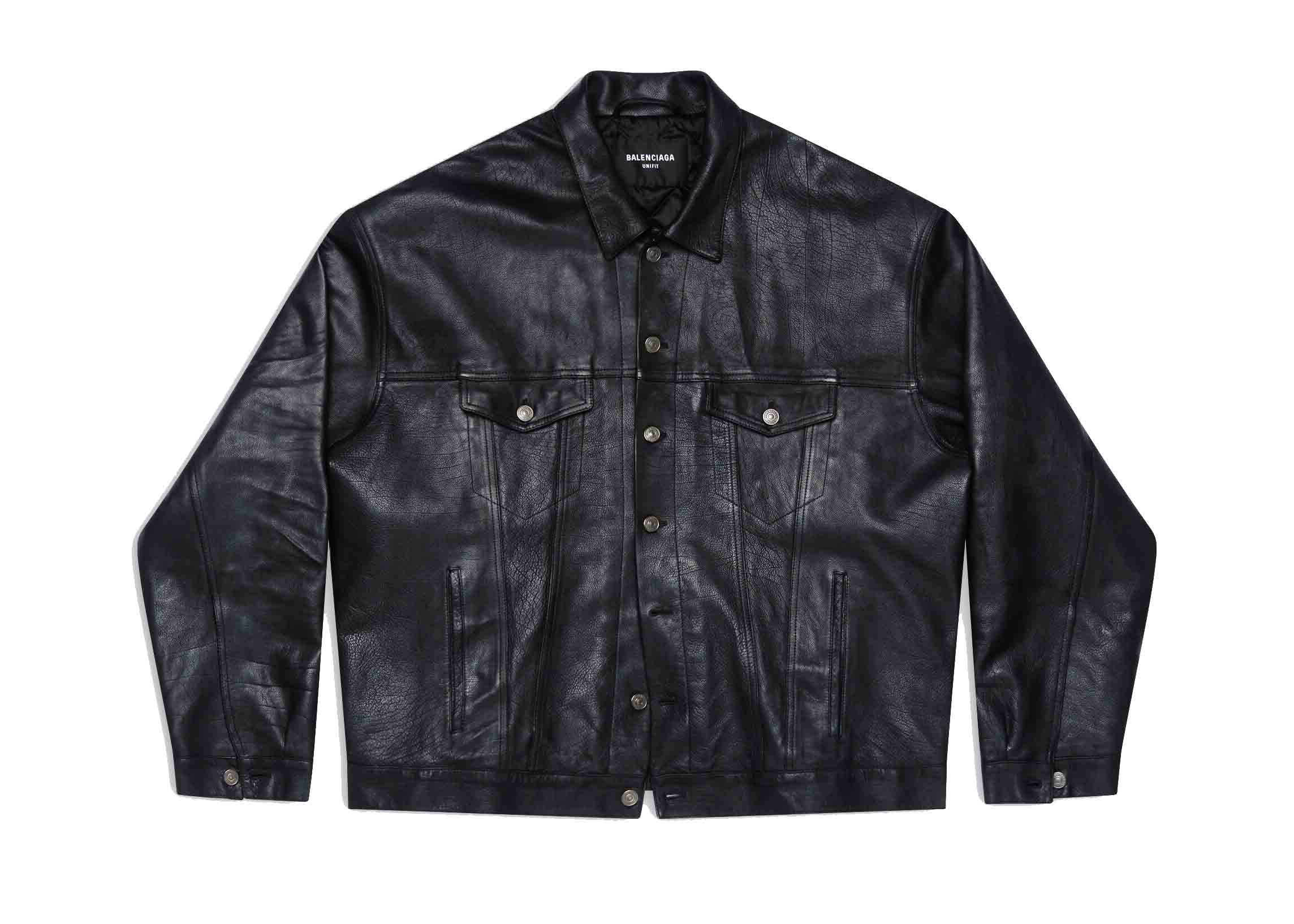 Balenciaga Mens Denim Style Leather Jacket Black メンズ - JP