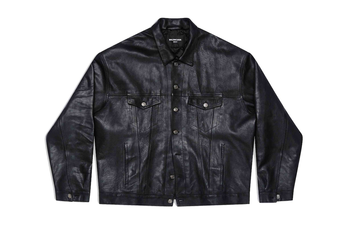 Pre-owned Balenciaga Mens Denim Style Leather Jacket Black