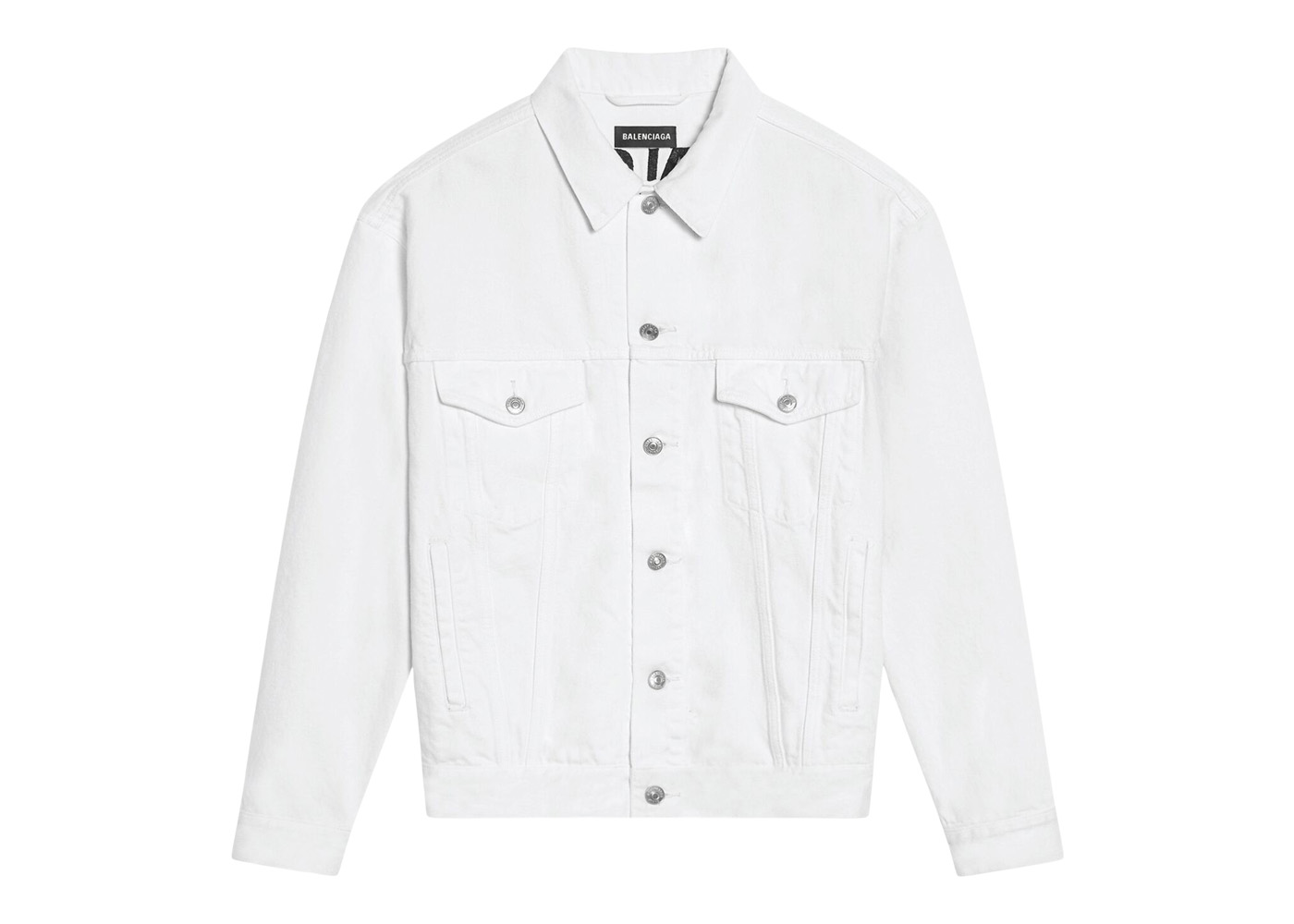 Balenciaga Men's Embroidered Logo Japanese denim Jacket White