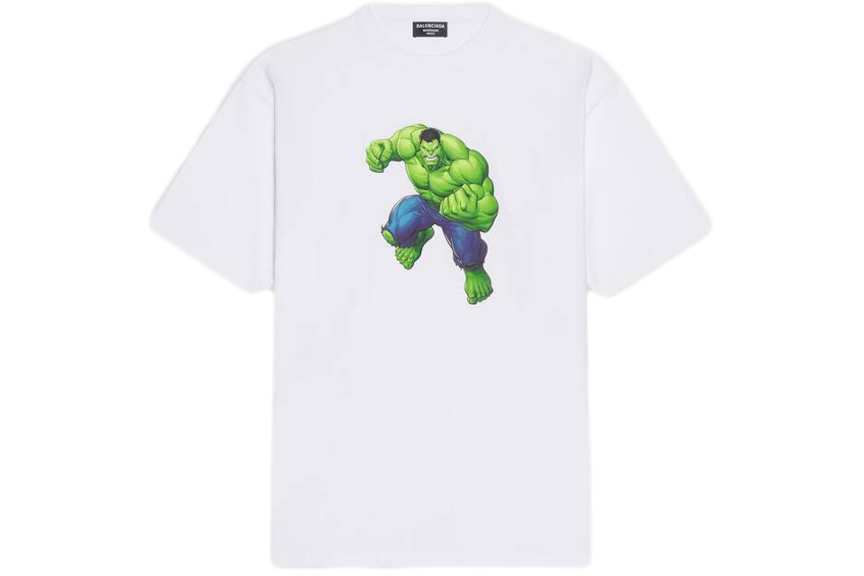 Balenciaga Mens Hulk 2021 Marvel Medium Fit T Shirt White Fw21 Balenciaga Mens Hulk 2021 Marvel Medium Fit T Shirt White Fw21