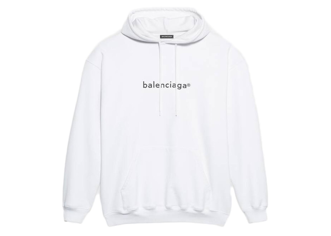 Pre-owned Balenciaga Mens New Copyright Medium Fit Hoodie White