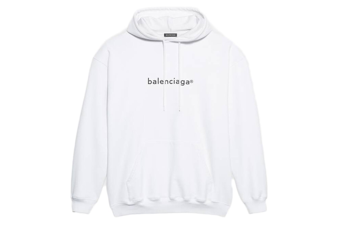 Pre-owned Balenciaga Mens New Copyright Medium Fit Hoodie White