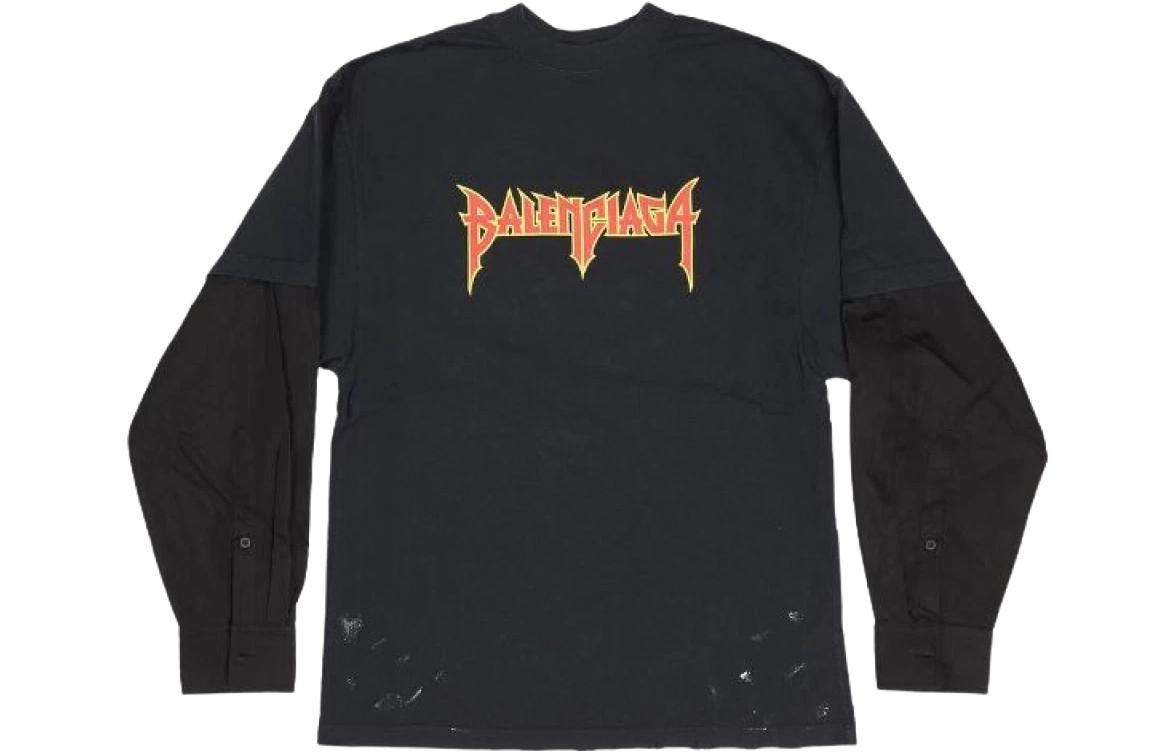 Balenciaga Metal Logo Layered L/S T-shirt Black