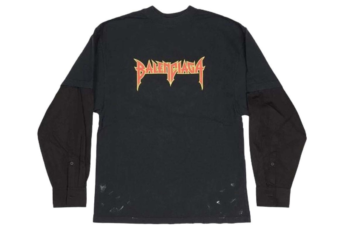 Pre-owned Balenciaga Metal Logo Layered L/s T-shirt Black
