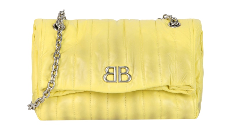 Balenciaga Monaco Sprayed Quilted Small Chain Bag Citrus