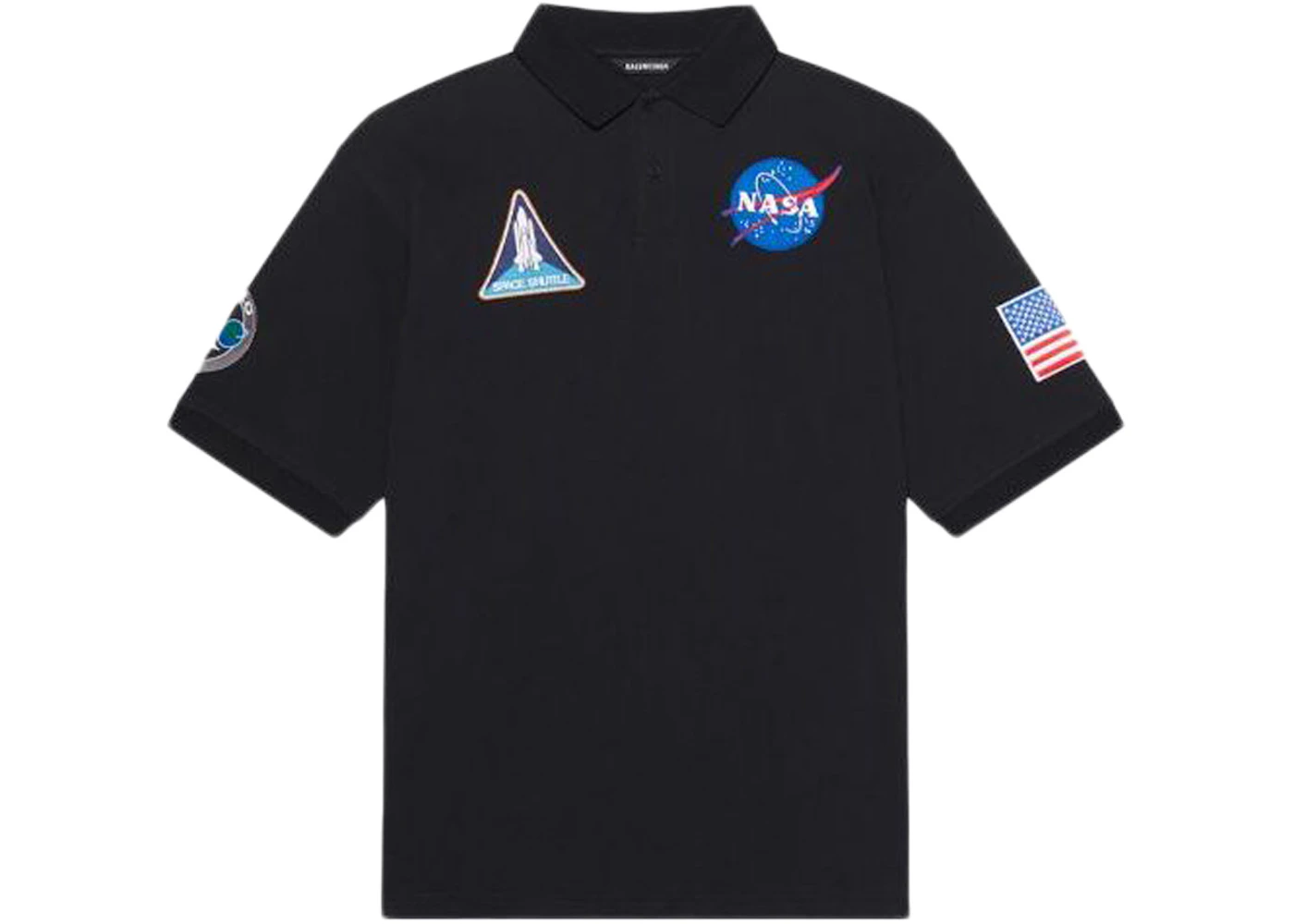 Balenciaga NASA Space Multi-Patch Polo Black Men's - US